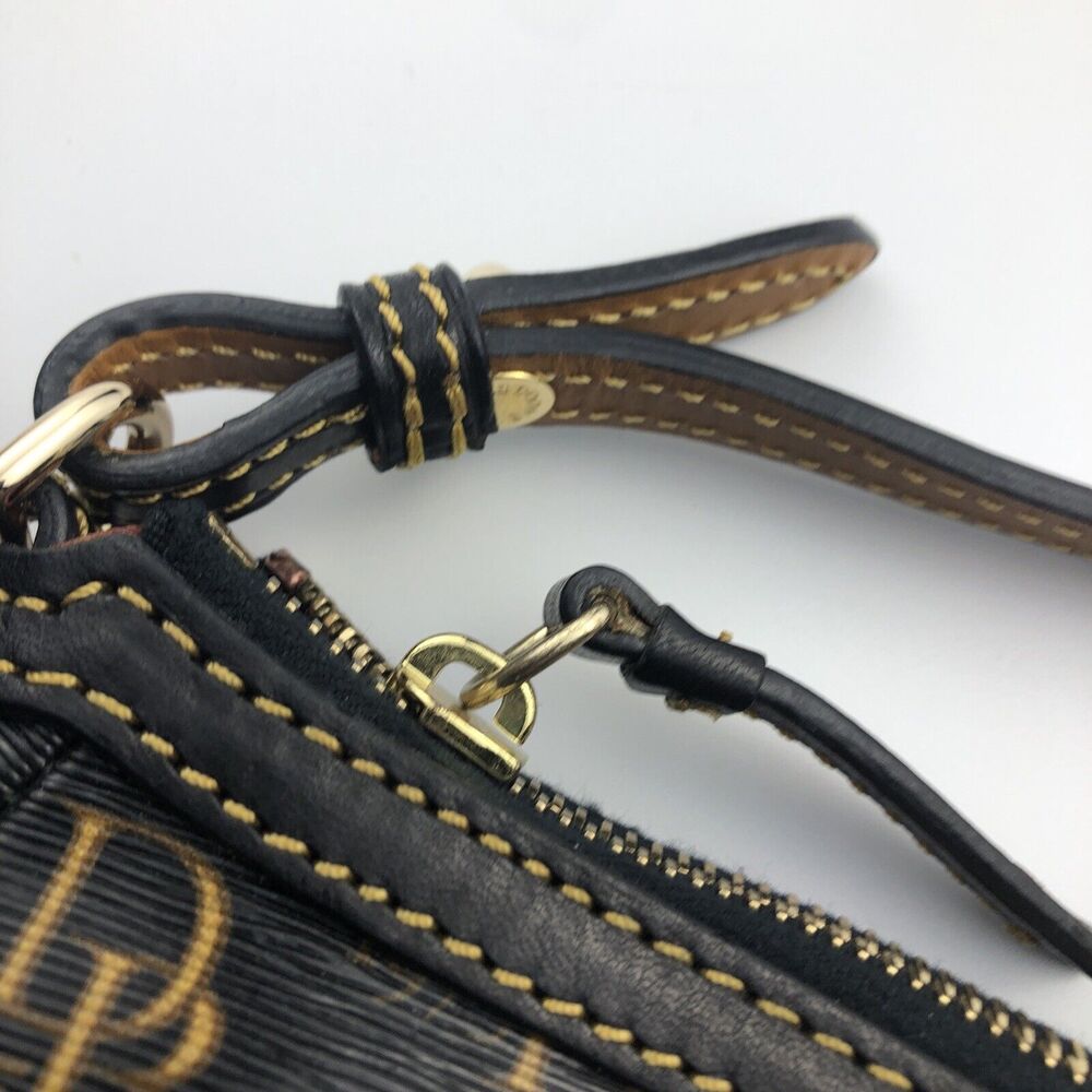 DOONEY & BOURKE 1975 Signature Purse DB Handbag black and gold with red lining - Picture 3 of 13